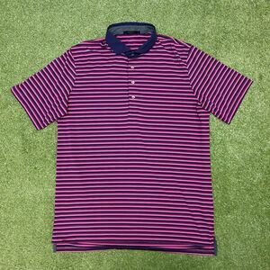 Greyson Golf Mens Striped Polo Pink Blue Mens Size Large
